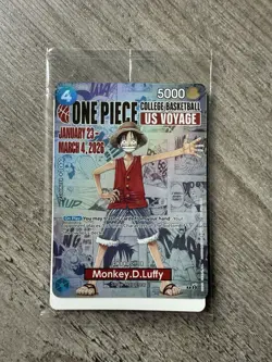 One Piece Monkey.D.Luffy College Basketball US Voyage (SEALED) Promo Card - Image 1