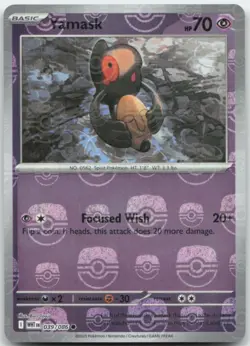 Yamask 039/086 Master Ball Holo SV: White Flare Pokemon Card NM - Image 1
