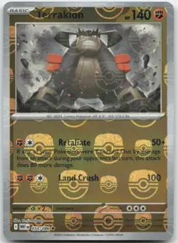 Terrakion 054/086 Master Ball Holo SV: White Flare Pokemon Card NM - Image 1