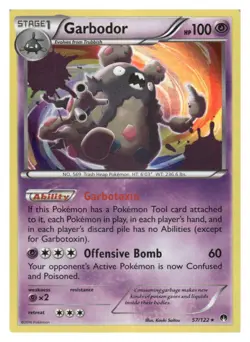 Garbodor 57/122 Holo Rare BREAKpoint Pokemon Lightly Played - Image 1