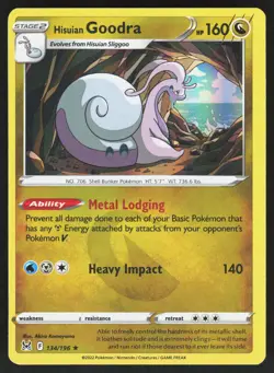 Hisuian Goodra 134/196 Rare Lost Origin Pokemon Holo Near Mint - Image 1