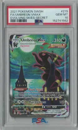 UMBREON VMAX 215/203 PSA 10 EVOLVING SKIES ALTERNATE ART POKEMON CARD ENGLISH - Image 1