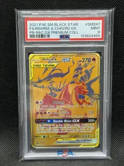Pokemon TCG 2021 Reshiram & Charizard Tag Team GX SM247 Black Star Promo PSA 9 - Image 1