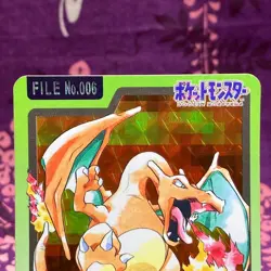 BANDAI Pokemon Carddass Charizard No.006 Prism Holo 1997 Japanese [A-] - Image 2
