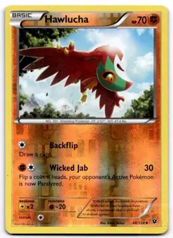 Hawlucha 48/124 Uncommon Fates Collide Pokemon Reverse Holo Damaged - Image 1