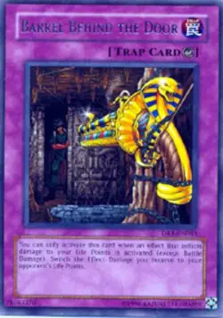 Yugioh! LP Barrel Behind the Door - DR1-EN043 - Rare - Unlimited Edition Lightly - Image 1