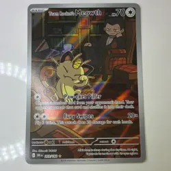 Pokemon Team Rocket's Meowth Illustration Rare Full Art Holo SV10 203/182 EN - Image 1
