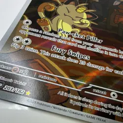 Pokemon Team Rocket's Meowth Illustration Rare Full Art Holo SV10 203/182 EN - Image 3