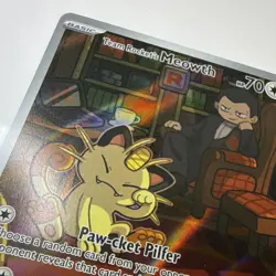 Pokemon Team Rocket's Meowth Illustration Rare Full Art Holo SV10 203/182 EN - Image 4
