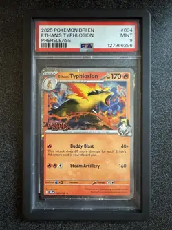 Pokemon TCG PSA 9 Ethan's Typhlosion Card 34/182 Destined Rivals Stamped Promo - Image 1