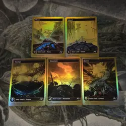 MTG Aetherdrift • First Place Full Art Foil Lands Set ◇ 5 - Image 1
