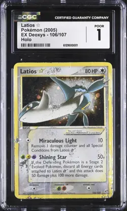 2005 POKEMON EX DEOXYS GOLD STAR #106 LATIOS-HOLO CGC 1 - Image 1