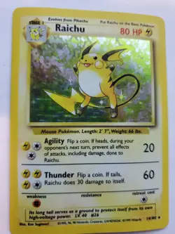 Raichu Base Set Holo Pokemon Card WOTC - Image 1