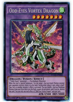 Yugioh! LP Odd-Eyes Vortex Dragon - DOCS-EN045 - Secret Rare - 1st Edition Light - Image 1
