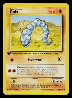 Pokemon Card - Onix German 1st Edition Base Set 56/102 Common - Image 1