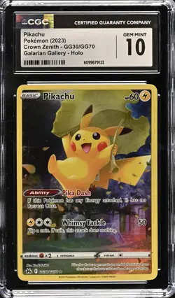 Pikachu GG30/GG70 Crown Zenith Graded Pokemon Card 2023 CGC 10 GEM Mint - Image 1