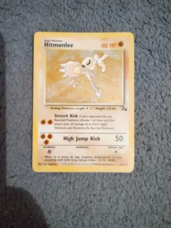 1999 Pokemon TCG Fossil EN Hitmonlee 7/62 Rare Unlimited Regular Ken Sugimori MP - Image 1