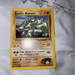VTG Pokemon TCG Brock's Rhyhorn 22/132 Gym Heroes Non Holo Rare Unlimited LP - Image 1