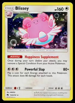 Blissey 153/214 Cosmo Holo Holo Rare Lost Thunder Pokemon Lightly Played - Image 1