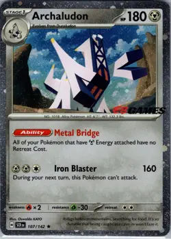 Archaludon 107/142 Rare - Pokemon SV07: Stellar Crown - EB Games Stamped (NM) - Image 1