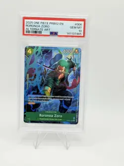 2025 Roronoa Zoro Alternate Art One Piece Card PRB02-006 PSA 10 - Image 1