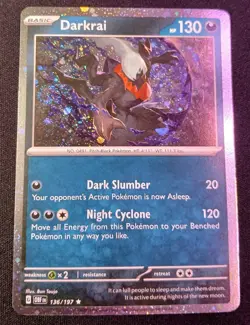 Pokemon TCG Obsidian Flames Darkrai Rare Card 136/197 Cosmos HOLO 🌀SWIRL!🌀 - Image 1