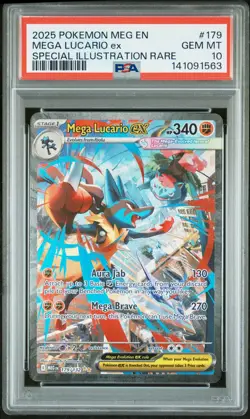2025 POKEMON MEG EN-MEGA EVOLUTION #179 MEGA LUCARIO EX PSA 10 - Image 1