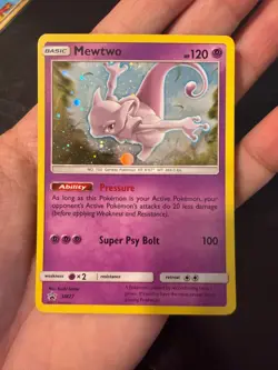 Mewtwo SM77 Black Star Promo Cosmos Holo Rare Pokemon Card Shining Legends LP - Image 1