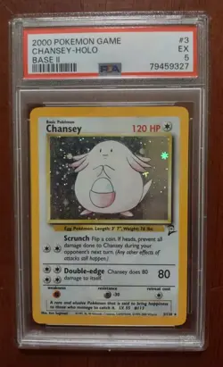 2000 Pokemon Base Set 2 Chansey Holo 3/130 PSA 5 EX - Image 1
