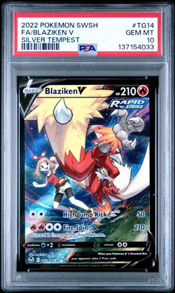 2022 POKEMON SWORD & SHIELD SILVER TEMPEST #TG14 FULL ART/BLAZIKEN V PSA 10 - Image 1