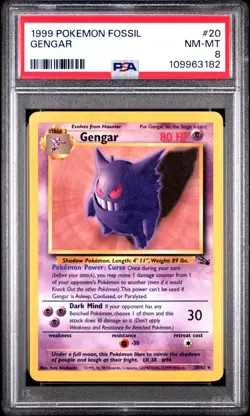 PSA 8 GENGAR FOSSIL 1999 POKEMON #20 - Image 1