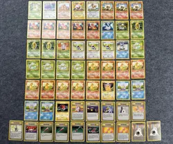 58 Original Pokemon TCG Cards Base Set Rare Uncommon Common WOTC Bundle - Image 1