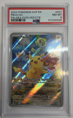 2023 Pokemon SVP En Paldea Evolved ETB #027 Pikachu PSA 8 NM-MT - Image 1