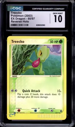 2003 Pokemon EX Dragon Treecko-Reverse Foil #80 CGC 10 GEM MINT - Image 1
