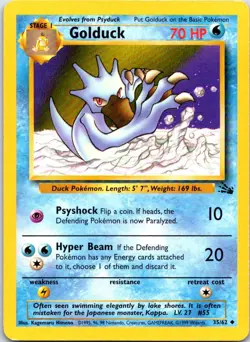 Golduck 35/62 Uncommon Fossil Pokemon Unlimited MP - Image 1