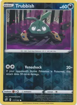 Reverse Holo Trubbish Common 117/192 Rebel Clash Pokemon TCG - Image 1