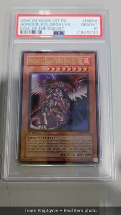 YUGIOH PSA 10 Horus the Black Flame Dragon LV8 SODEN008 Ultra Rare 1st E G2U - Image 1