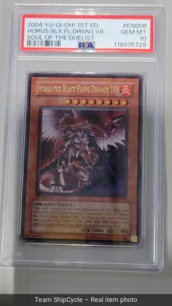 YUGIOH PSA 10 Horus the Black Flame Dragon LV8 SODEN008 Ultra Rare 1st E G2U - Image 3