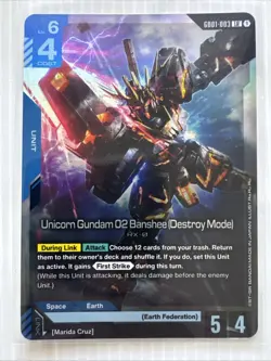 Gundam Card Game GD01 Newtype Rising GD01-003 LR Unicorn Gundam 02 Banshee - Image 1
