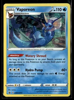 Vaporeon SWSH072 Holofoil SWSH: Sword & Shield Promo Cards LP POK-014-075 - Image 1