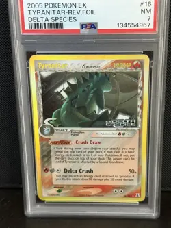 2005 Pokemon TCG Ex Delta Species #16 Tyranitar Reverse Holo Foil PSA 7 - Image 1