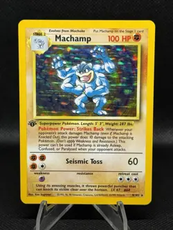 Pokemon Machamp 1st Edition Base Set Holo Rare 8/102 100HP Seismic Toss - Image 1