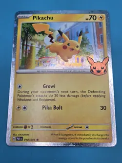 Pikachu 018/091 Sv02: Paldean Fates Cosmos Holo Trick Or Trade Pokemon NM - Image 1