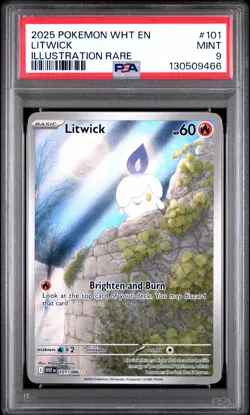 2025 POKEMON WHT EN-WHITE FLARE ILLUSTRATION RARE #101 LITWICK PSA 9 - Image 1