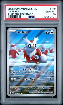 2025 Pokemon Meg En-Mega Evolution #152 Delibird Illustration Rare PSA 10 - Image 1