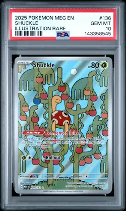 2025 Pokemon Meg En-Mega Evolution #136 Shuckle Illustration Rare PSA 10 - Image 1