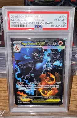 2025 POKEMON PFL EN-PHANTASMAL FLAMES #125 MEGA CHARIZARD X EX PSA 10 💎 SIR - Image 1