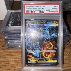 2025 POKEMON PFL EN-PHANTASMAL FLAMES #125 MEGA CHARIZARD X EX PSA 10 💎 SIR - Image 2