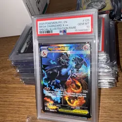2025 POKEMON PFL EN-PHANTASMAL FLAMES #125 MEGA CHARIZARD X EX PSA 10 💎 SIR - Image 3