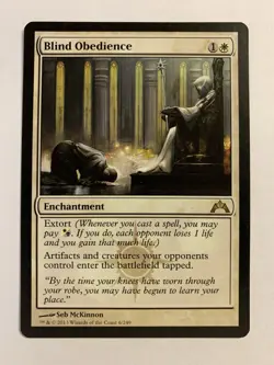 1X SP/MP MTG Magic The Gathering Blind Obedience Gatecrash Regular Rare Card - Image 1